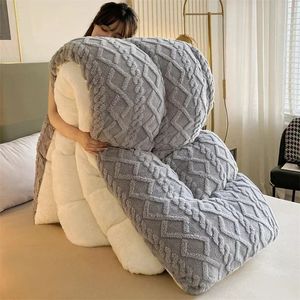 Blankets High End Thickened Winter Warm Blankets for Beds Artificial Lamb Cashmere Weighted Blanket Thicker Warmth Duvet Quilt Comforter 231129