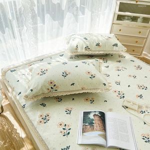 Mantas estilo princesa seda de hielo juego de tres piezas de verano estera para dormir encaje floral coreano aire acondicionado asiento suave máquina manta