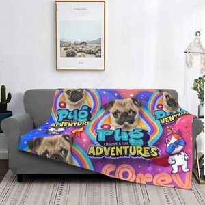 Mantas Pug Dog Christmas Kawaii Manta de cachorros Velvet Impresión Multifunción Soft Show para cama de autos de sofá