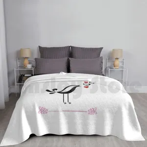 Couvertures chantant l'oiseau couverture pour canapé-lit voyage chanter une musique mignonne note d'amour notes de coeur en forme de fleur