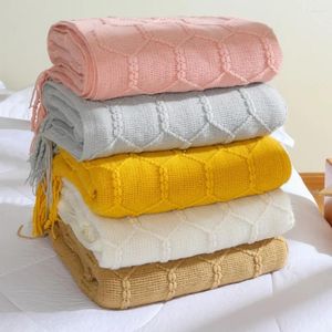 Couvertures de canapé couvercle el coucher serviette à extrémité petite couverture rose serviettes serviettes napes en acrylique couleur solide