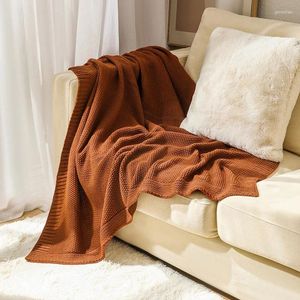 Couvertures d'été couverture tricotée pour lit gaufré Plaid coton jeter mince couette maison El couvre-lit couverture vert rose beige