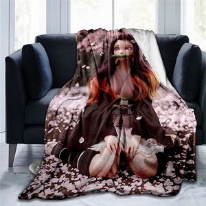 Couvertures emmailloter 3D imprimé Art couverture flanelle Anime couette maison décoratif démon Slayer printemps/automne polaire pour enfants enfants literie 220927