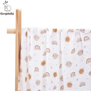 Blankets Swaddling Kangobaby Bamboo Cotton Fashion Indoor And Outdoor Anywhere Baby Wrap Muslin Swaddle Blanket 230426