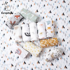 Blankets Swaddling Kangobaby #My Soft Life# Fashion Muslin Swaddle Baby Receiving Blanket Squares Babyroom Decor 100% Cotton Infant Quilt 230426