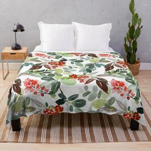 Couvertures aquarelle baies Rowan Berries jet couvrent les couvertures de lit flanelle
