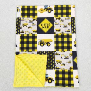 Couvertures en gros enfants mince couette bébé garçon enfants literie polaire enfant en bas âge construction plaid couverture de flanelle jaune