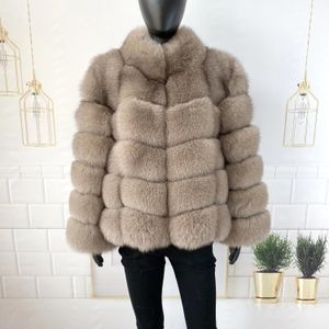 Blazers para mujer, abrigo de piel de 60cm, chaqueta de piel de zorro Natural cálida y elegante, chaleco con cuello levantado, abrigo de cuero de manga larga, venta al por mayor 2022