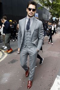 Blazers Suit para hombres Light Grey Slim Fit Groom Vestidos Bodas Fiestas formales Fiestas para hombres Man's Man's Custom Tops Chaleco