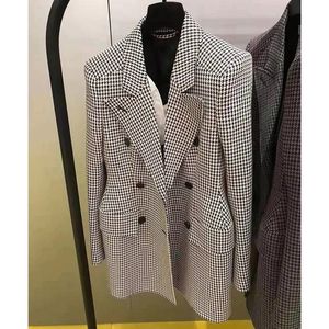 Blazers Costumes pour femmes Blazers marque de haute qualité lumière xury Niche britannique rétro sablier costume à carreaux pied-de-poule Tweed veste mince automne 22