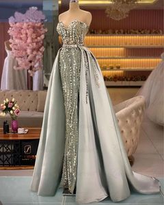 Robe De soirée arabe perlée en cristal scintillant, Haute Couture, Robe De soirée formelle avec jupe détachable, Robe De bal