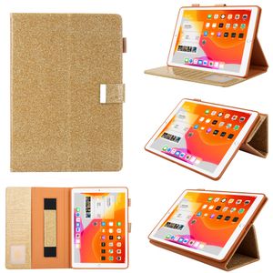 Étui portefeuille en cuir à paillettes scintillantes pour tablette PC, sacs pour iPad 10.2 Mini 6 Pro 11 avec couverture de peau de réveil automatique