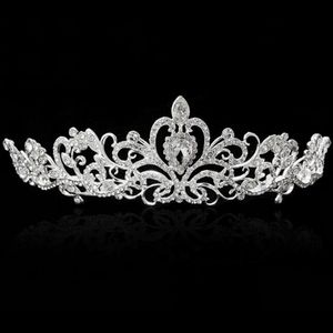 Bling Argent Cristaux Diadèmes De Mariage Perlé Couronnes De Mariée Diamant Bijoux Strass Bandeau Pas Cher Cheveux Accessoires Pageant Tiara310L