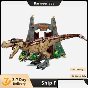 Bloques 11338 Serie de juegos de películas Jurassic Park Bloques T. Rex Rampage 3156 piezas Kits de construcción de modelos de ladrillos compatibles 75936 T230103 Drop D Dhwjb