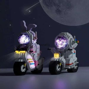 Bloques 1688 Uds. Mini microastronauta espacial, motocicletas de bloques de construcción con luz LED, modelo de bloques de diamante, juguete para niños, niñas, amigos, regalos