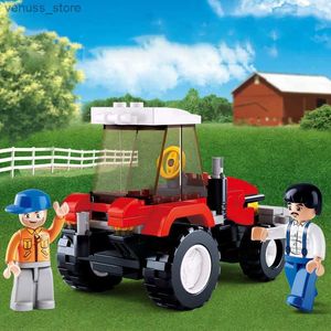 Blocs 2021 dessin animé créatif ferme série fermier tracteur blocs de construction ville classique jouets éducatifs pour enfants enfants cadeaux d'anniversaire R231208