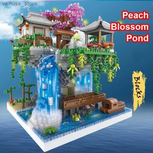 Blocs 3320 pièces fleur de pêche piscine Air arbre maison blocs de construction Suzhou jardin bricolage assemblage briques jouet lumière LED Mini diamant pour enfant R231208