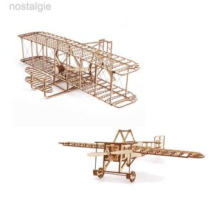 Blocs Kits de puzzles en bois d'avion 3d assembler des blocs de construction de constructeur modèle bricolage pour enfants modèles d'avion Breriot Wright Brothers 240401