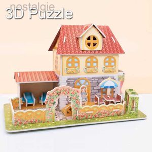 Blocs 3D bricolage papier carte Puzzle Villas maison modèle de construction enfants jouets éducatifs à la main Puzzle ornement de bureau 240401