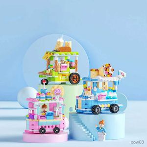 Bloques Modelo 3D DIY Bloque de construcción Mini Tienda de la ciudad Puesto de calle Carro de comida deliciosa Juguete creativo para niños R231031