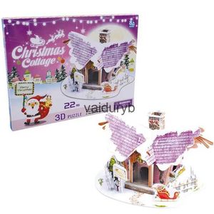 Bloques Rompecabezas 3D para niños Rompecabezas temáticos de pueblo navideño Tema de escena de nieve blanca Pueblo pequeño Rompecabezas 3D navideños Decoraciones Regalos Forvaiduryb