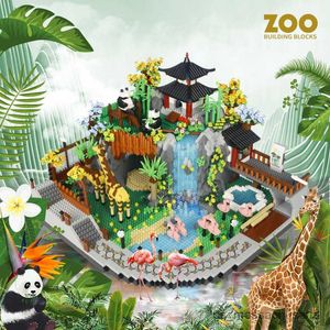 Blocs 5000pcs Blocs de construction jardins zoologicaux Zoo Girafe Panda Animal Park Street View Modèle Micro Assemble B Toys Gifts Kids R230817