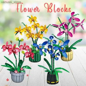 Blocs 638 pièces amis idées bricolage rose orchidée en bouteille fleur Bouquet plante bonsaï Moc briques modèle blocs de construction compatibles jouets cadeaux R231208