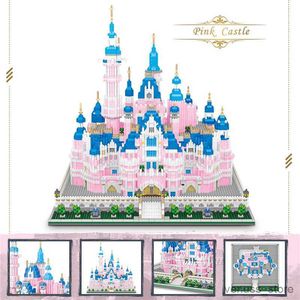 Blocs 6718pcs Architecture Parc d'attractions Blocs de construction Rose Princesse Château Modèle Mini Diamant Blocs Jouets pour Enfants R230701