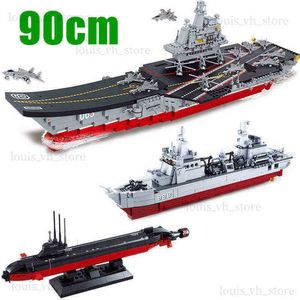 Bloqueos Carrier de aviones Submarinos Vesores navales Buques de guerra Barco 3D Modelo Building Block Brick Toy Military Toy para Boy T240325