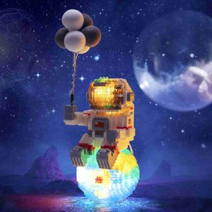 Blocs Blocs de construction d'astronaute avec lumière Micro espace lune terre diamant bricolage jouets briques constructeur jouets pour ami garçons fille cadeaux