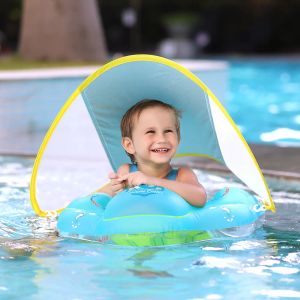 Blocks Baby Swimming Float avec canopée iatisable Banne flottante Anneau Kids Pool accessoires Circle Bath Bathing Summer Toys Dropship