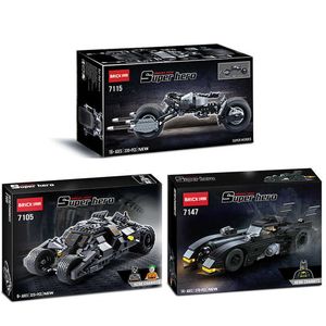 Bloqueos Batmobile Building Block Model 7105 7115 7147 JES Bloque Puzzle Ensamblar un pequeño juguete de pellets T240229