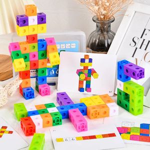 Bloques Bloques de construcción Juguete Montessori Rainbow Math Link Cubes Educativo en caja Color Pieza de conteo matemático Insertar cubo apilado 231117 La mejor calidad