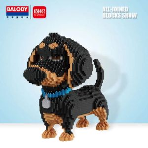 Bloques Cartoon Dog Mini Balody Dachshund Modelo Bloque de construcción Asamblea Brinquedos Brick Educational Toy para niños Regalos