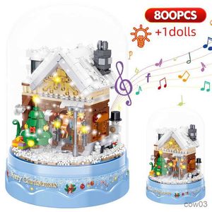 Blocks City Christmas Music Architecture Building Blocks With Lights Figura de ladrillos Juguetes para niños Regalos de Navidad R230718