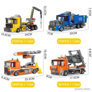 Blocs City Series jaune voiture Mobile grue ingénierie camion à benne basculante Van modèle ensemble poupées blocs de construction bricolage jouets pour garçons enfants cadeau