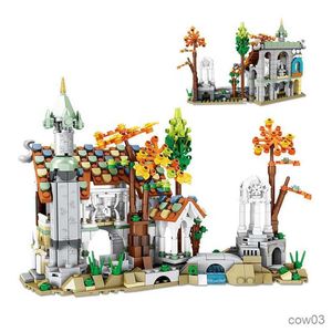 Bloques creativos e interesantes otoño bosque castillo decoración del hogar adornos bloques de construcción ladrillos juguetes regalos R230720