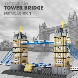 Bloques Construcción creativa Mundialmente famosa Arquitectura moderna Modelo de bloque Inglaterra Londres Tower Bridge Edificio Ladrillo Juguetes Colección 240401