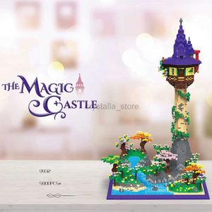 Blocs Conte de fées créatif Micro diamant bloc haute tour château magique Nanobrick modèle briques de construction jouets Colleciton pour enfants cadeau 240120