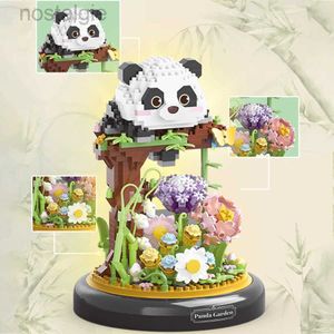 Blocks Creative Garden Series Panda Owl Flower Bundle Potted 3D Micro Particle Puzzle Assembly Blocing Blocage Modèle Toys for Kids Gifts 240401