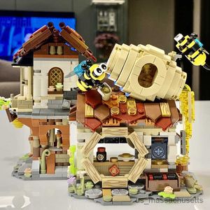 Blocs Creative Mini Street View Bee Honey Shop Building Block DIY Chinois Pliant Magasin De Porc Puzzle Modèle Jouets Pour Enfants Cadeau Adulte R230817