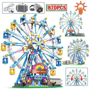 Blocks Creator Ideas Série Blocs Building Blocs Ferris Wheel Electric avec moteur et jouet léger modèle Bricks Kit Modèle Toys for Kids Gifts Adult T230103