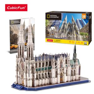 Blocs CubicFun Puzzles 3D National Geographic St Patrick's Cathedral Model Kits 117Pcs York Architecture Building pour Adultes Enfants 230105