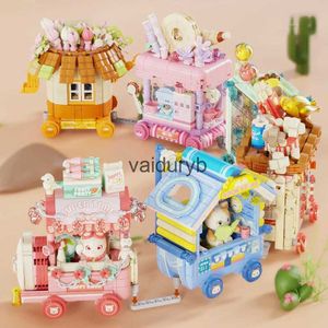 Blocs Mignon Train pour animaux de compagnie blocs de construction ensemble ville rue vue magasin assemblage briques jouet bureau décoration enfants cadeaux de noëlvaiduryb