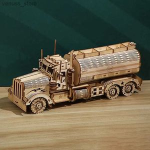 Blocs DIY 3D Puzzles en bois Tirelire Tirelire Modèle de camion de carburant Kits de blocs de construction Assemblage Jigs Jouet Cadeau pour enfants Adultes R231208