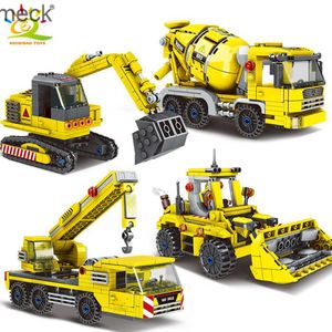 Bloques HUIQIBAO JUGUETES MOC Ingeniería Camión de bloques de construcción Ciudad Construcción Grúa Bulldozer Coche Ladrillos Conjunto Niños Juguetes para niños