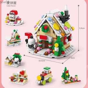 Bloques en la serie navideña creativa, juego de bloques de construcción, minicasa de pueblo de invierno, modelo DIY, juguetes para niños R231020