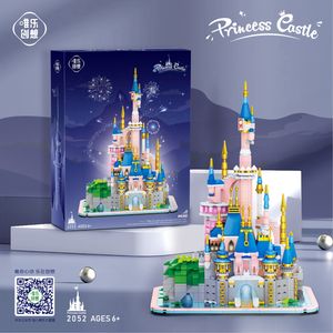 Castillo de princesa iluminado para niñas, arquitectura de cuentos de hadas, conjunto de bloques de construcción de partículas pequeñas, bloques de juguete, castillos para niñas 230721