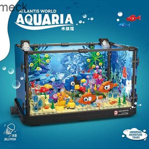 Bloques MOC City Idea creativa océano marino medusas tortuga acuario bloques de construcción ladrillos accesorios DIY juguetes para niños regalos