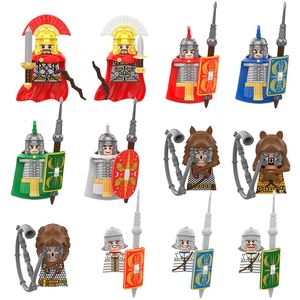 Bloques MOC Medieval militar Roma Skutatoi Signifer Castillo figuras soldados de infantería romana construcción de ladrillos juguetes regalos 231114